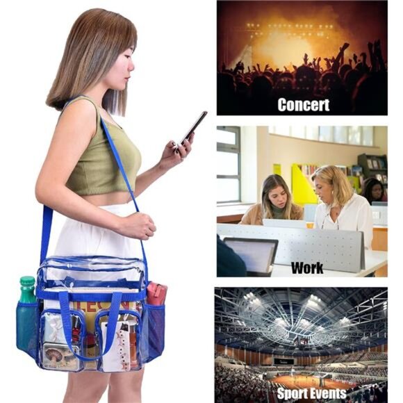 Clear Bag Stadium Approved 12x6x12 Clear Tote Bag with Removable Strap Lunch Bag - Picture 4 of 7